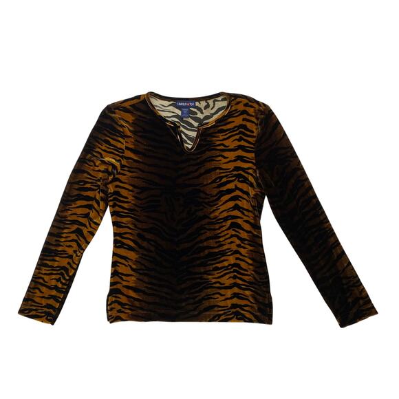 Y2k Limited Too Fuzzy Tiger Print LS Top - Picture 1 of 3